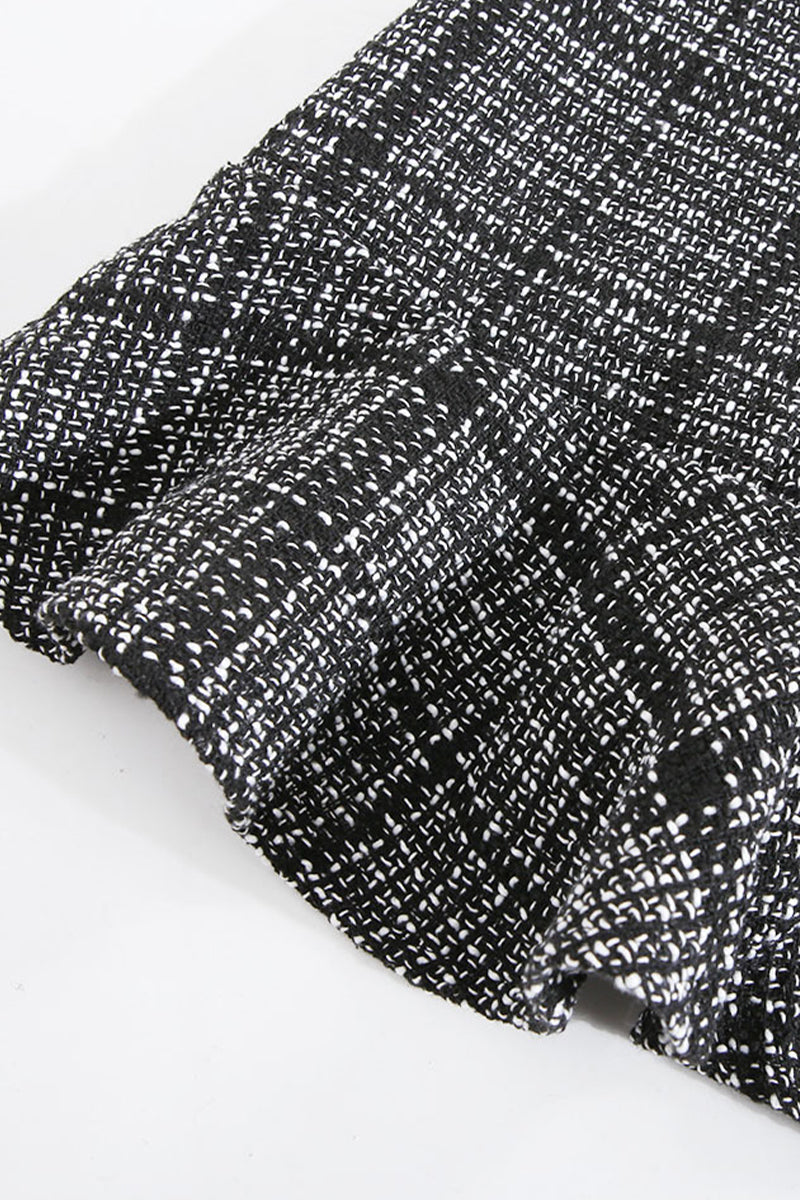 Celebrities Plaid Patchwork Turn-back Collar Waist Skirt Dresses