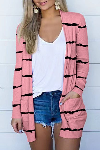 Geometric Printing Cardigan Collar Outerwear