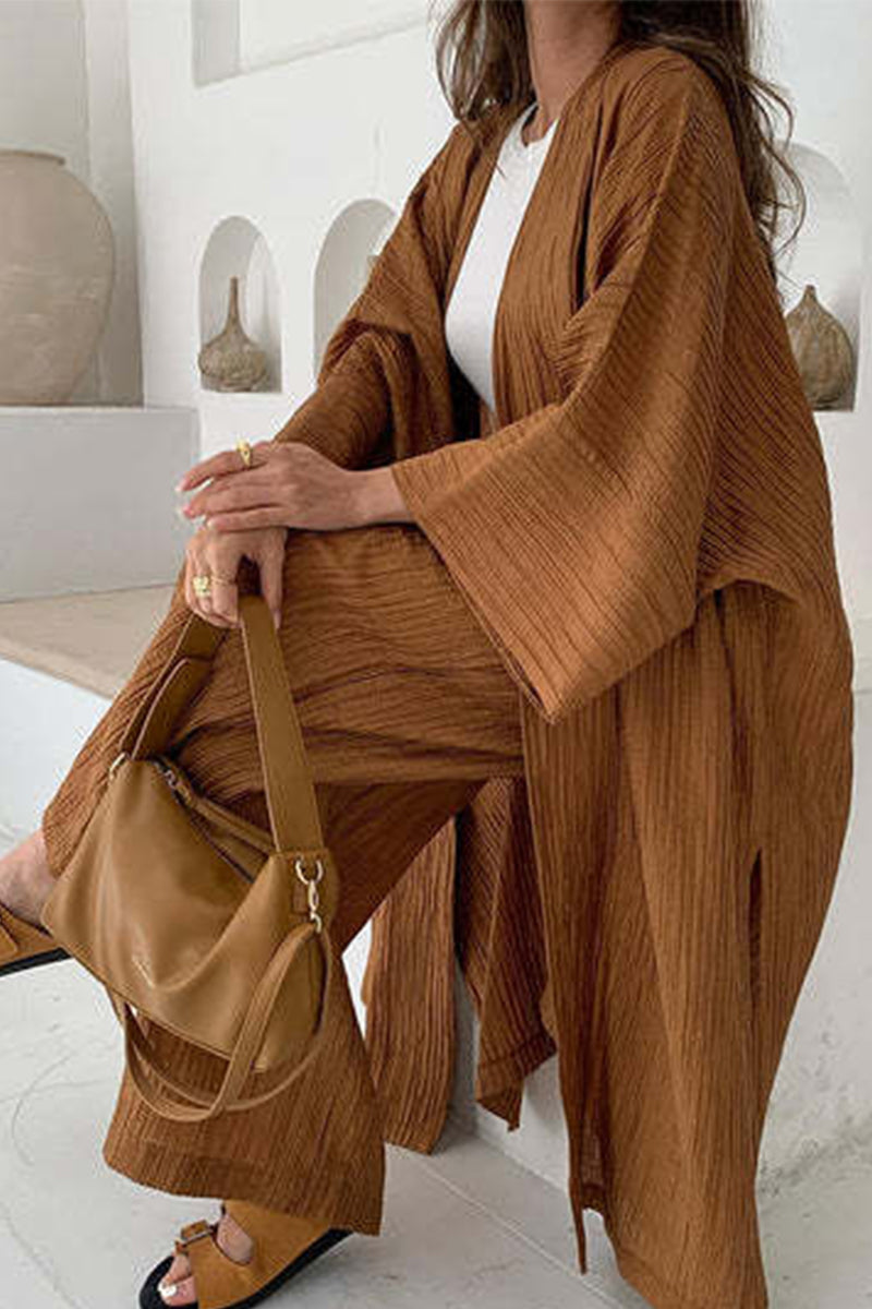Simplicity Fold Cardigan Collar Long Sleeve Two Pieces