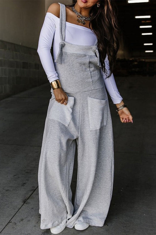Pocket U Neck Loose Jumpsuits
