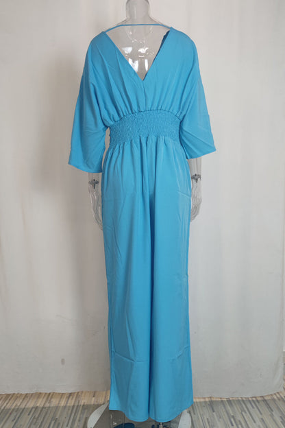 Fold V Neck Loose Jumpsuits(3 Colors)