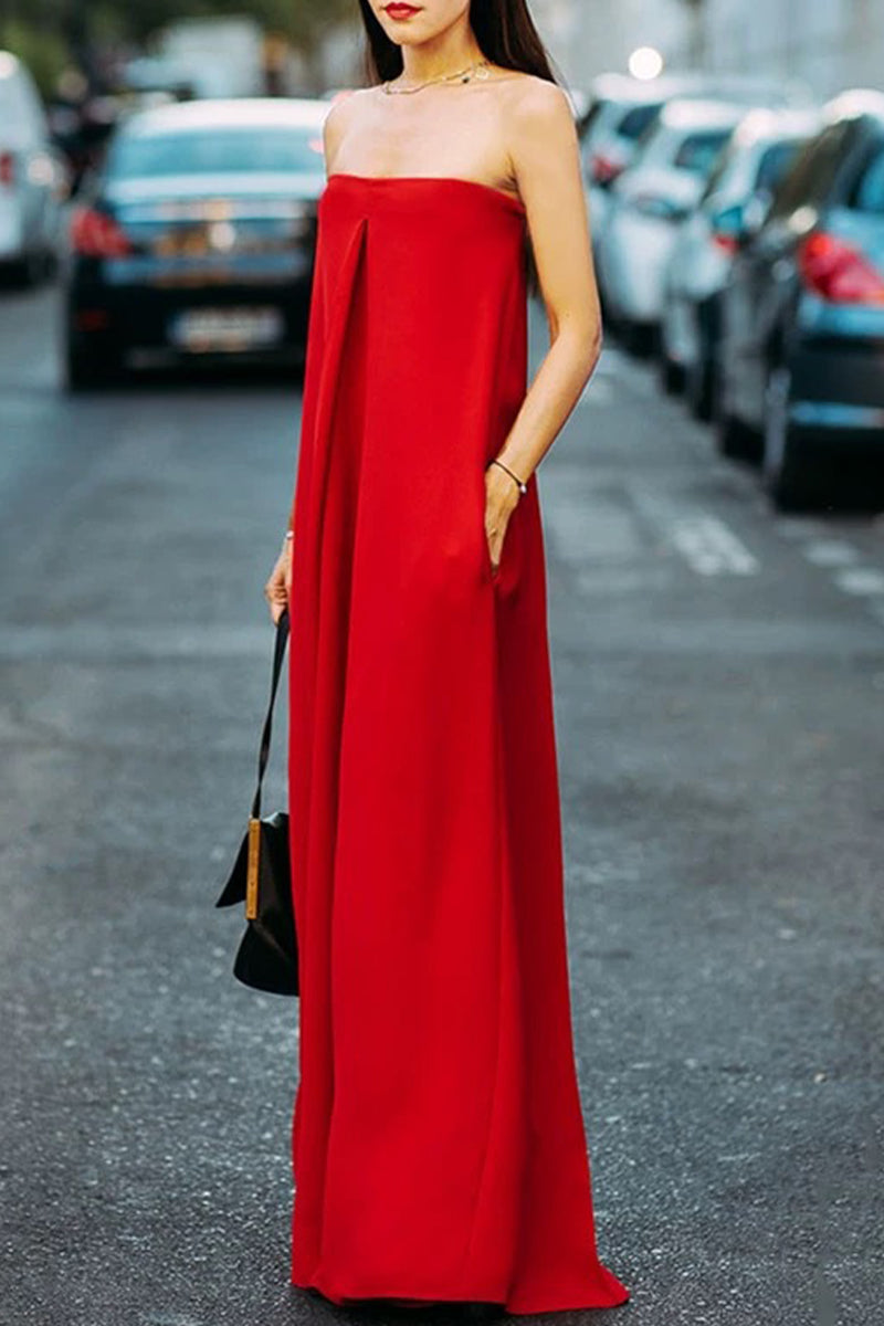 Asymmetrical Strapless Loose Jumpsuits