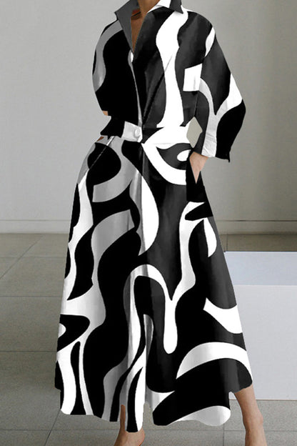 Print Patchwork V Neck Long Dresses(10 Colors)