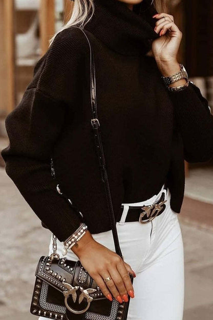 Buttons Turtleneck Sweaters(3 Colors)