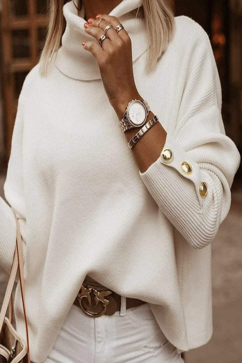 Buttons Turtleneck Sweaters (3 Colors)