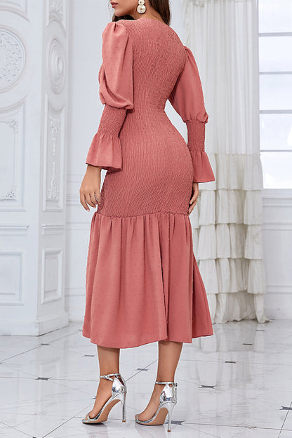 Fold O Neck Wrapped Skirt Dresses