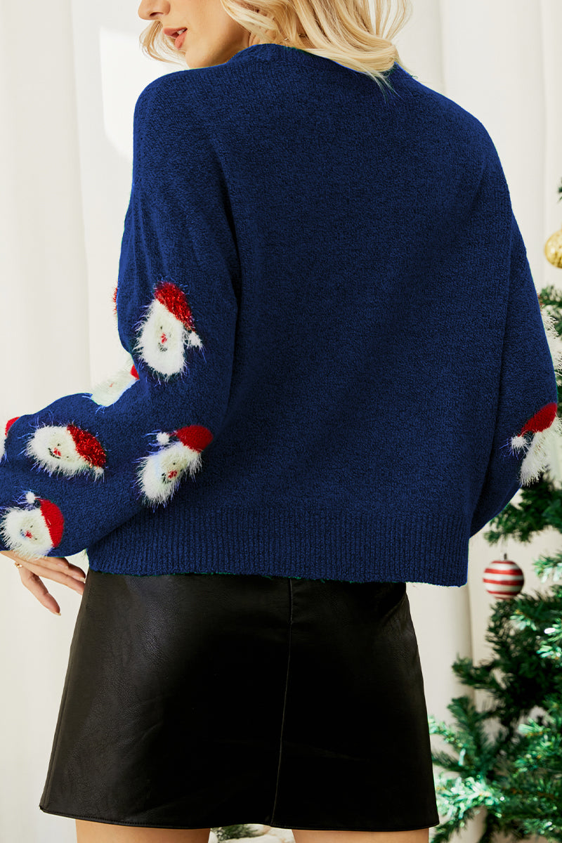 Santa Claus Patchwork O Neck Sweaters(10 Colors)