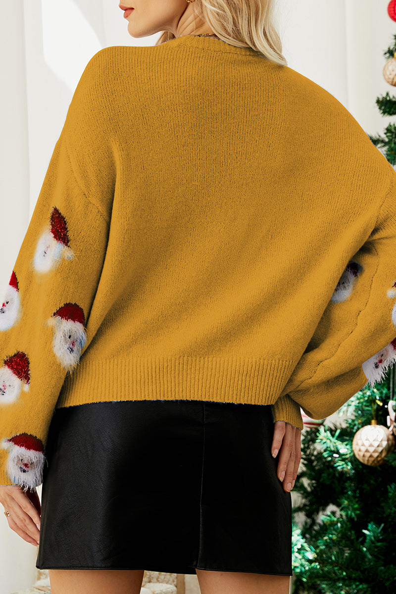 Santa Claus Patchwork O Neck Sweaters(10 Colors)