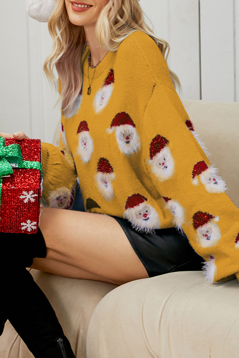 Santa Claus Patchwork O Neck Sweaters(10 Colors)