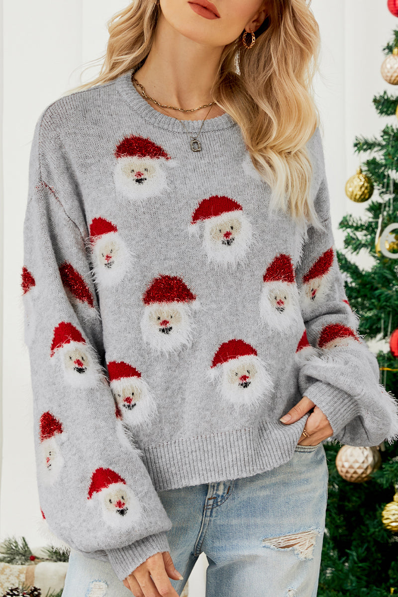 Santa Claus Patchwork O Neck Sweaters(10 Colors)