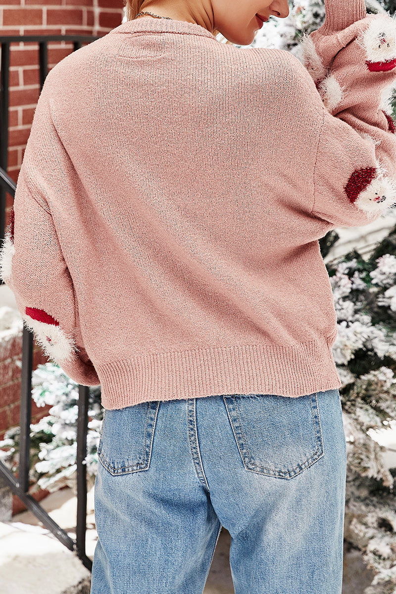 Santa Claus Patchwork O Neck Sweaters(10 Colors)
