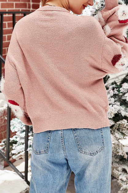 Santa Claus Patchwork O Neck Sweaters(10 Colors)