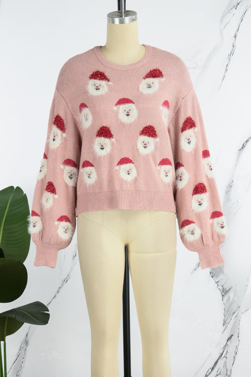 Santa Claus Patchwork O Neck Sweaters(10 Colors)
