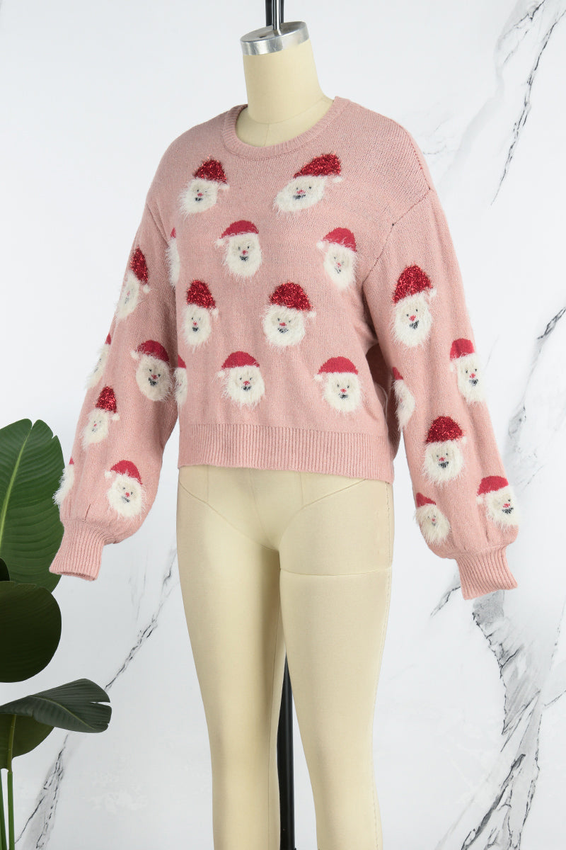Santa Claus Patchwork O Neck Sweaters(10 Colors)