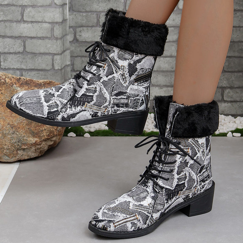 Patchwork Printing Pointed Comfortable Out Door Shoes (heel Height 1.37in)