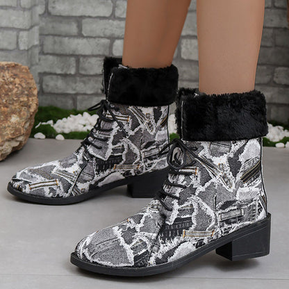 Patchwork Printing Pointed Comfortable Out Door Shoes (heel Height 1.37in)