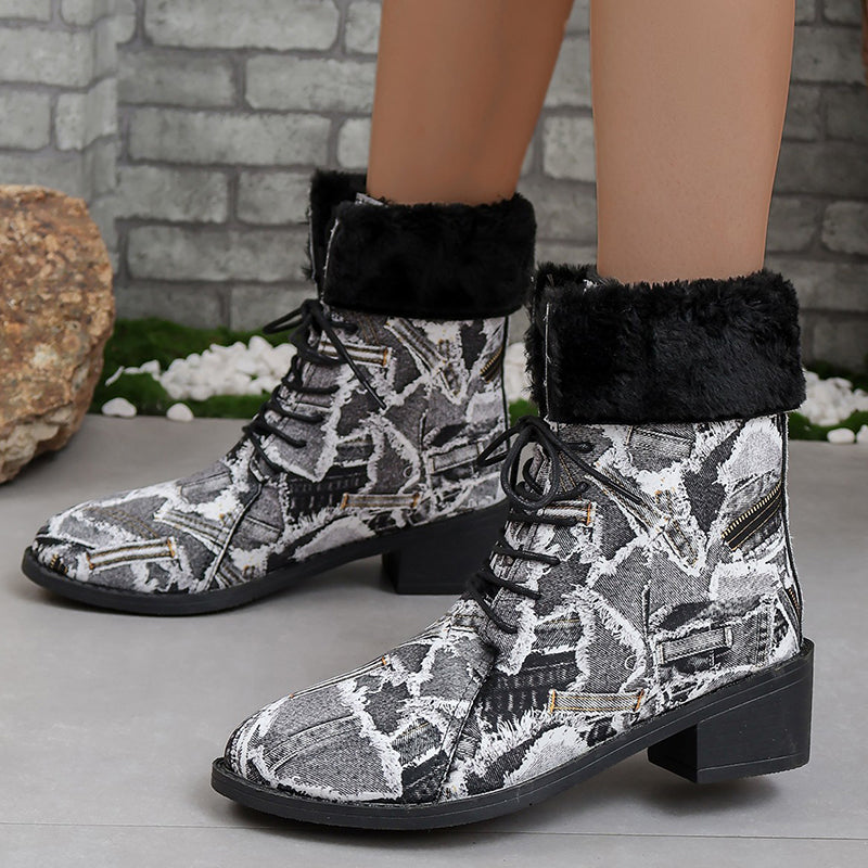 Patchwork Printing Pointed Comfortable Out Door Shoes (heel Height 1.37in)