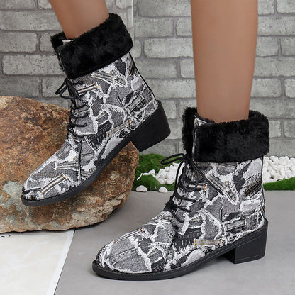 Patchwork Printing Pointed Comfortable Out Door Shoes (heel Height 1.37in)