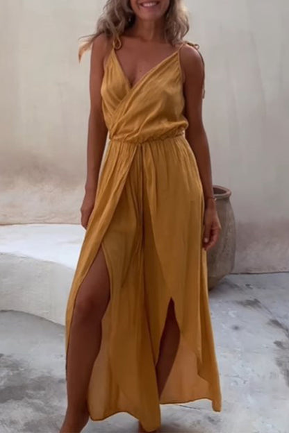 Simplicity Asymmetrical V Neck Loose Jumpsuits