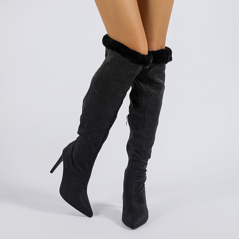 Patchwork Color Pointed Out Door Shoes (heel Height 4.33in)