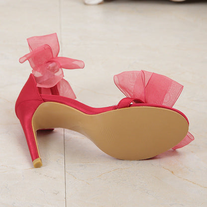 Simplicity Patchwork With Bow Fish Mouth Out Door Shoes (heel Height 4.13in)