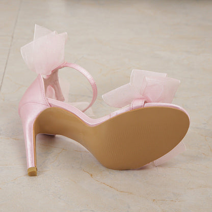 Simplicity Patchwork With Bow Fish Mouth Out Door Shoes (heel Height 4.13in)
