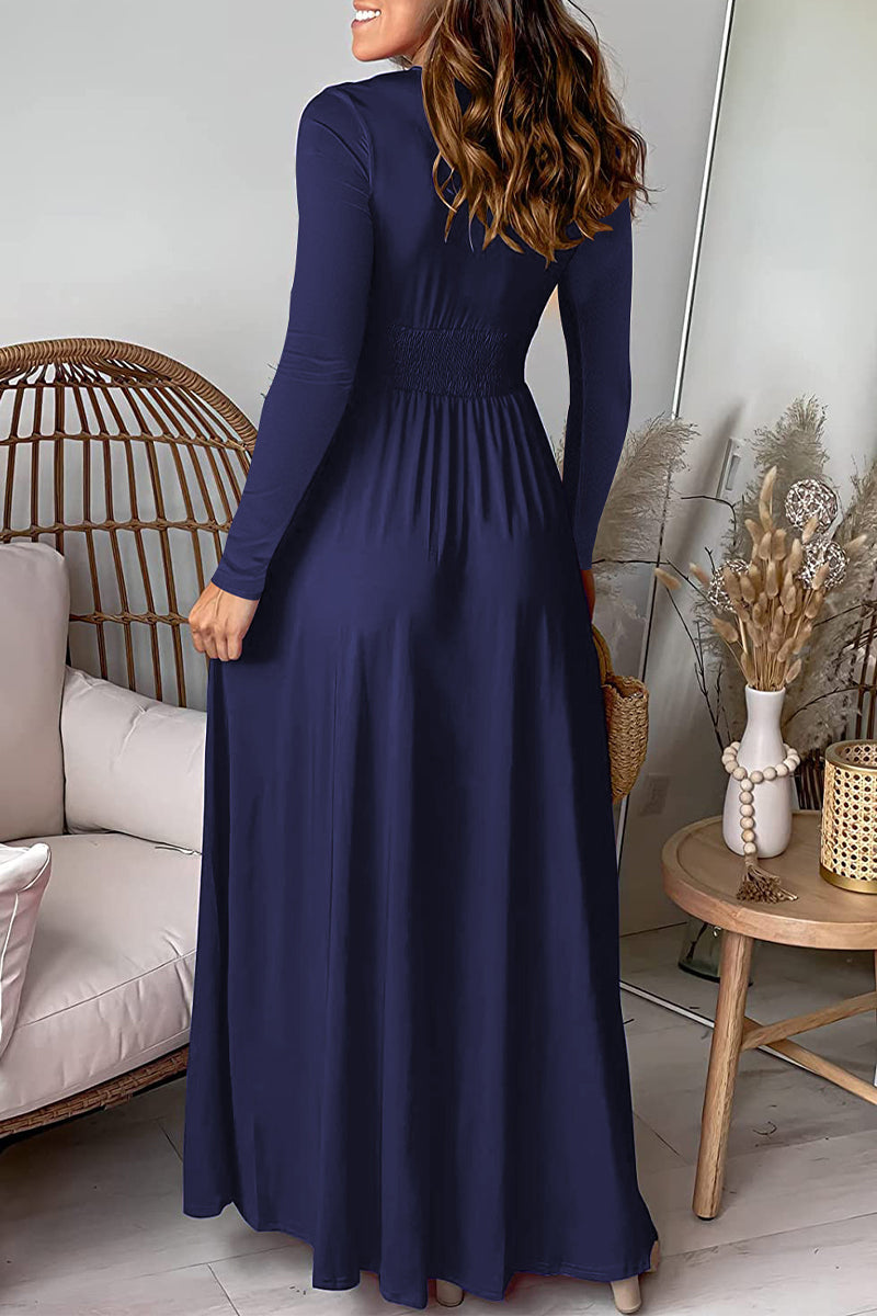 Slit V Neck Waist Skirt Dresses