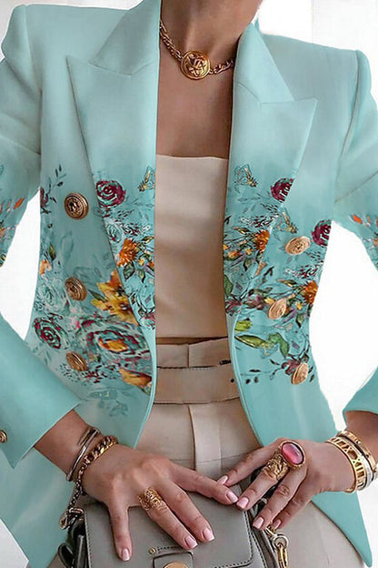 Print Patchwork Cardigan Turn-back Collar Outerwear Ye9848