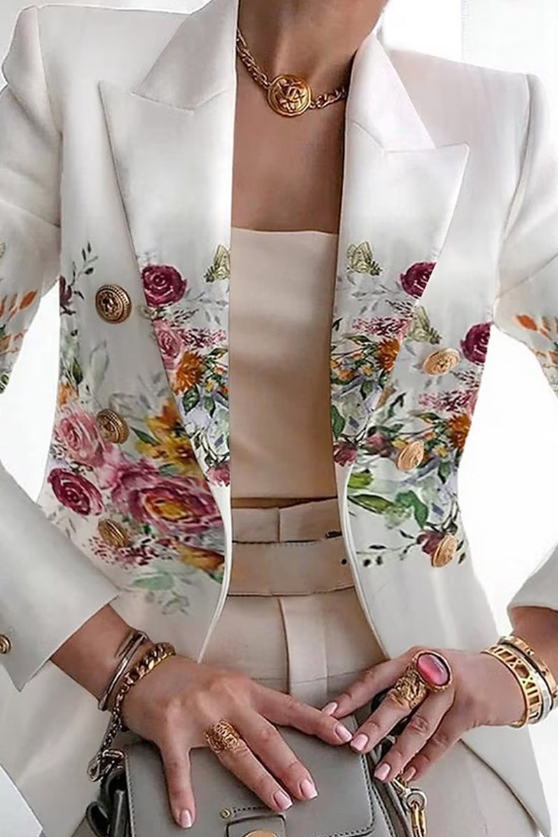 Print Patchwork Cardigan Turn-back Collar Outerwear Ye9848