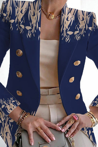 Print Patchwork Cardigan Turn-back Collar Outerwear Ye9848