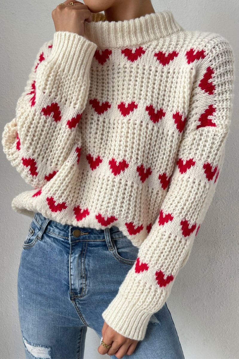 Sweet Geometric Weave Turtleneck Sweaters