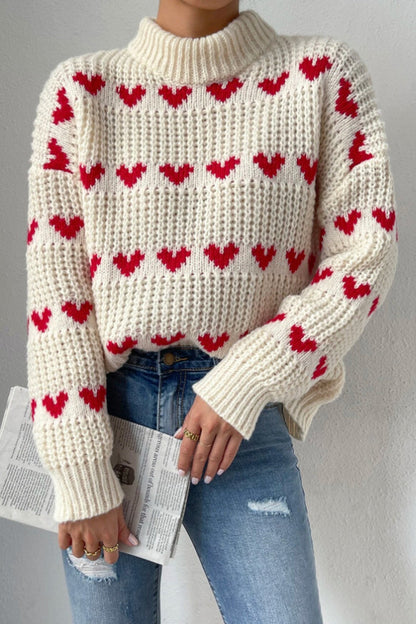 Sweet Geometric Weave Turtleneck Sweaters
