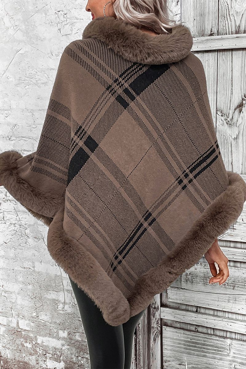 Plaid Tassel Weave Cardigan Collar Outerwear
