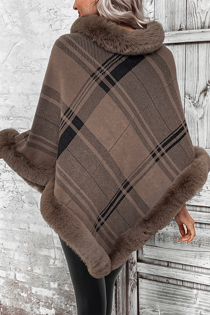 Plaid Tassel Weave Cardigan Collar Outerwear
