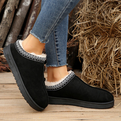 Living Patchwork Color Round Keep Warm Comfortable Shoes