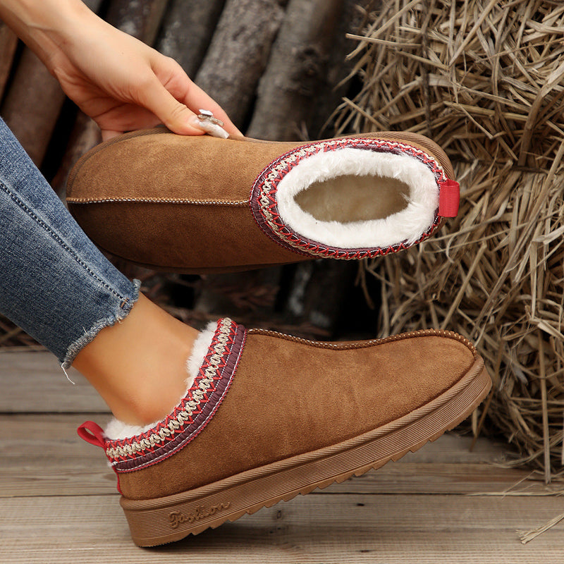 Living Patchwork Color Round Keep Warm Comfortable Shoes