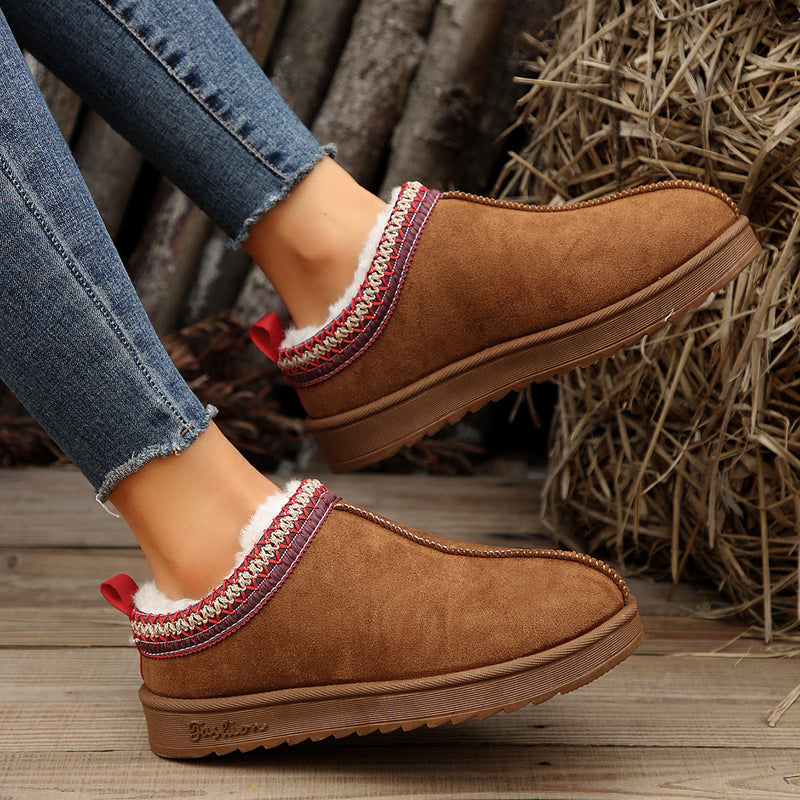 Living Patchwork Color Round Keep Warm Comfortable Shoes