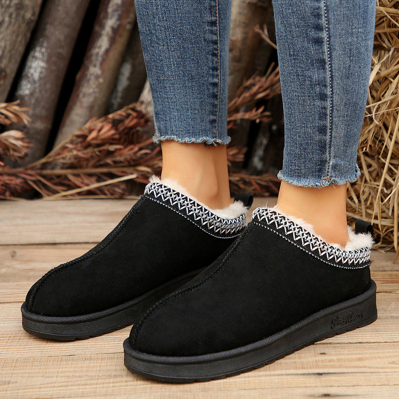 Living Patchwork Color Round Keep Warm Comfortable Shoes