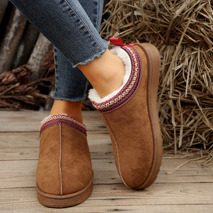 Living Patchwork Color Round Keep Warm Comfortable Shoes