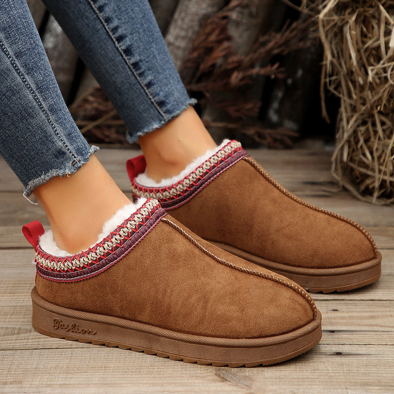 Living Patchwork Color Round Keep Warm Comfortable Shoes