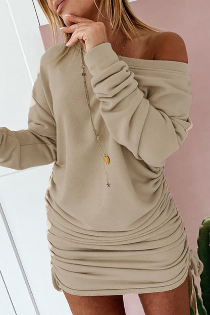 Street Patchwork Frenulum O Neck Pencil Skirt Dresses(6 Colors)
