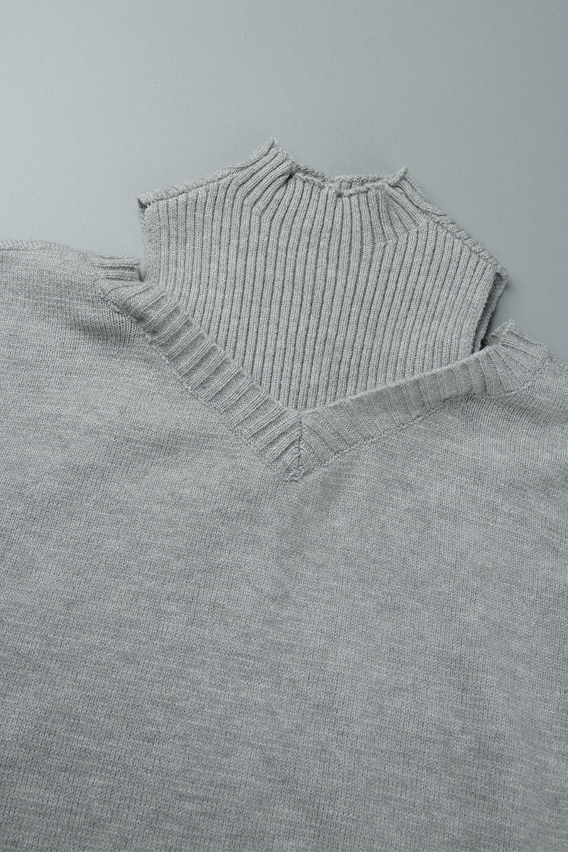 Hollowed Out Patchwork Turtleneck Sweaters(3 Colors)