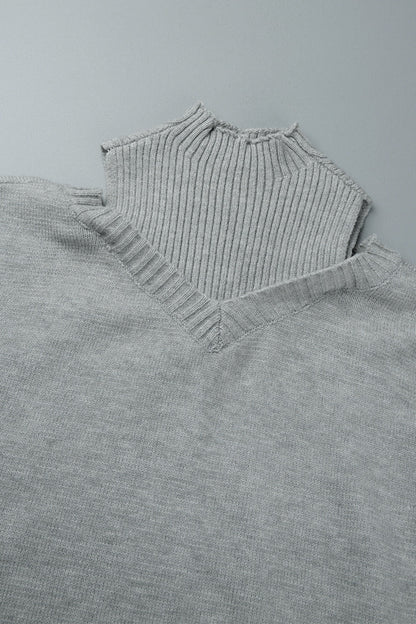 Hollowed Out Patchwork Turtleneck Sweaters(3 Colors)
