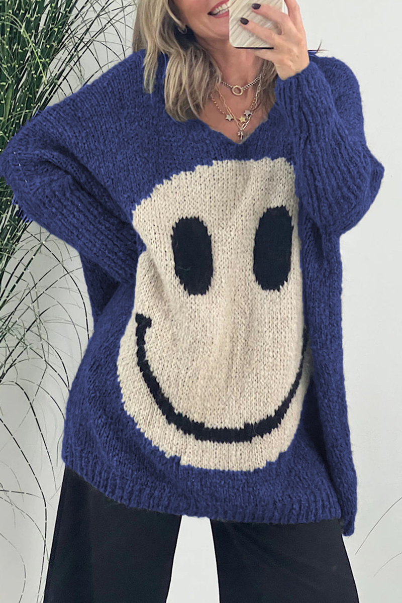 Contrast Weave V Neck Sweaters(7 Colors)