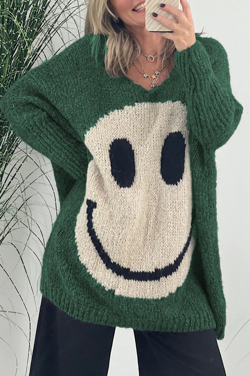 Contrast Weave V Neck Sweaters(7 Colors)