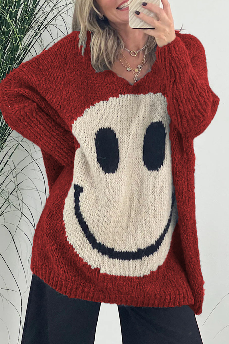 Contrast Weave V Neck Sweaters(7 Colors)