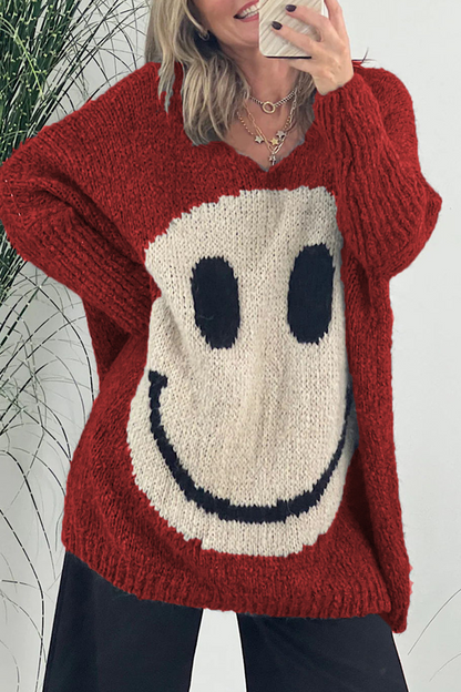Contrast Weave V Neck Sweaters(7 Colors)