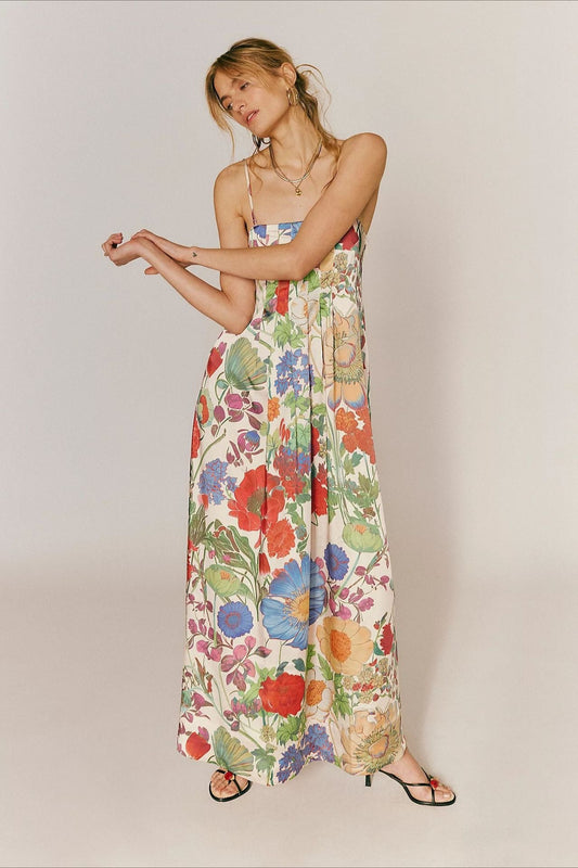 Print High-waist A-line Maxi Dress