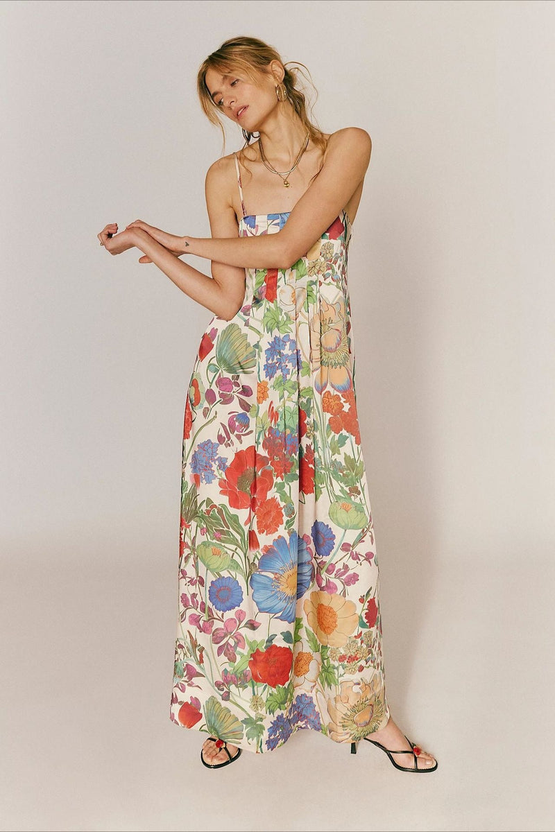 Print High-waist A-line Maxi Dress