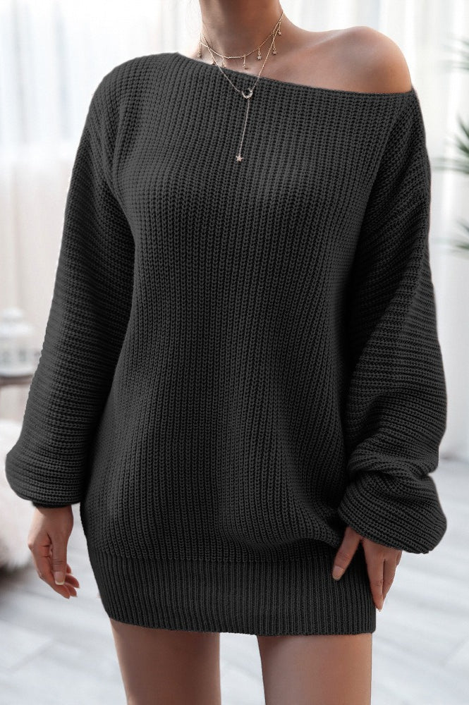 Knit Off Shoulder Sweater Dress